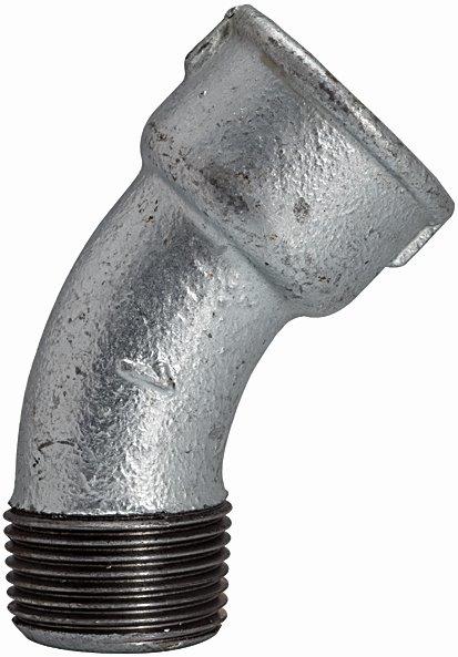 Bogen 40, 45°, IG/AG, Rp/R 1 1/2, schwarzer Temperguss feuerverzinkt - bei HUG Technik ✭