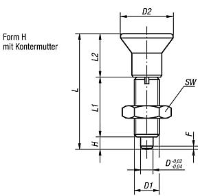 Arretierbolzen Gr.0 M08x1, Form: H Edelstahl, gehärtet, D=4 - K0343.02004 - erhältlich bei ✭ HUG Technik ✓