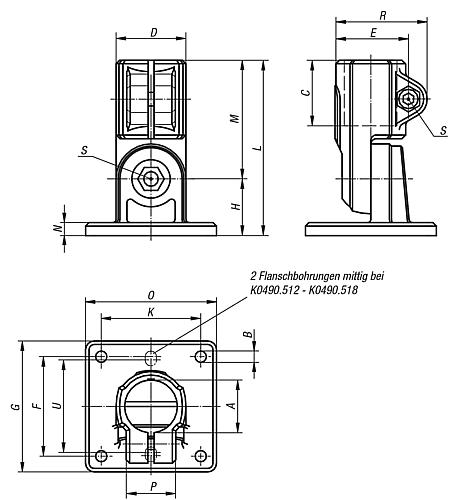 Rohrverbinder mit Gelenkfuss G=100 Aluminium, ohne Verzahnung, A=40,2 - K0490.540 - erhältlich bei ♡ HUG Technik ✓