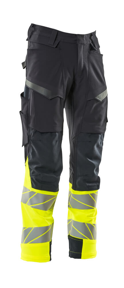 MASCOT® ACCELERATE SAFE Hose mit Knietaschen  Gr. 76/C46, schwarzblau/hi-vis gelb - kommt direkt von HUG Technik 😊