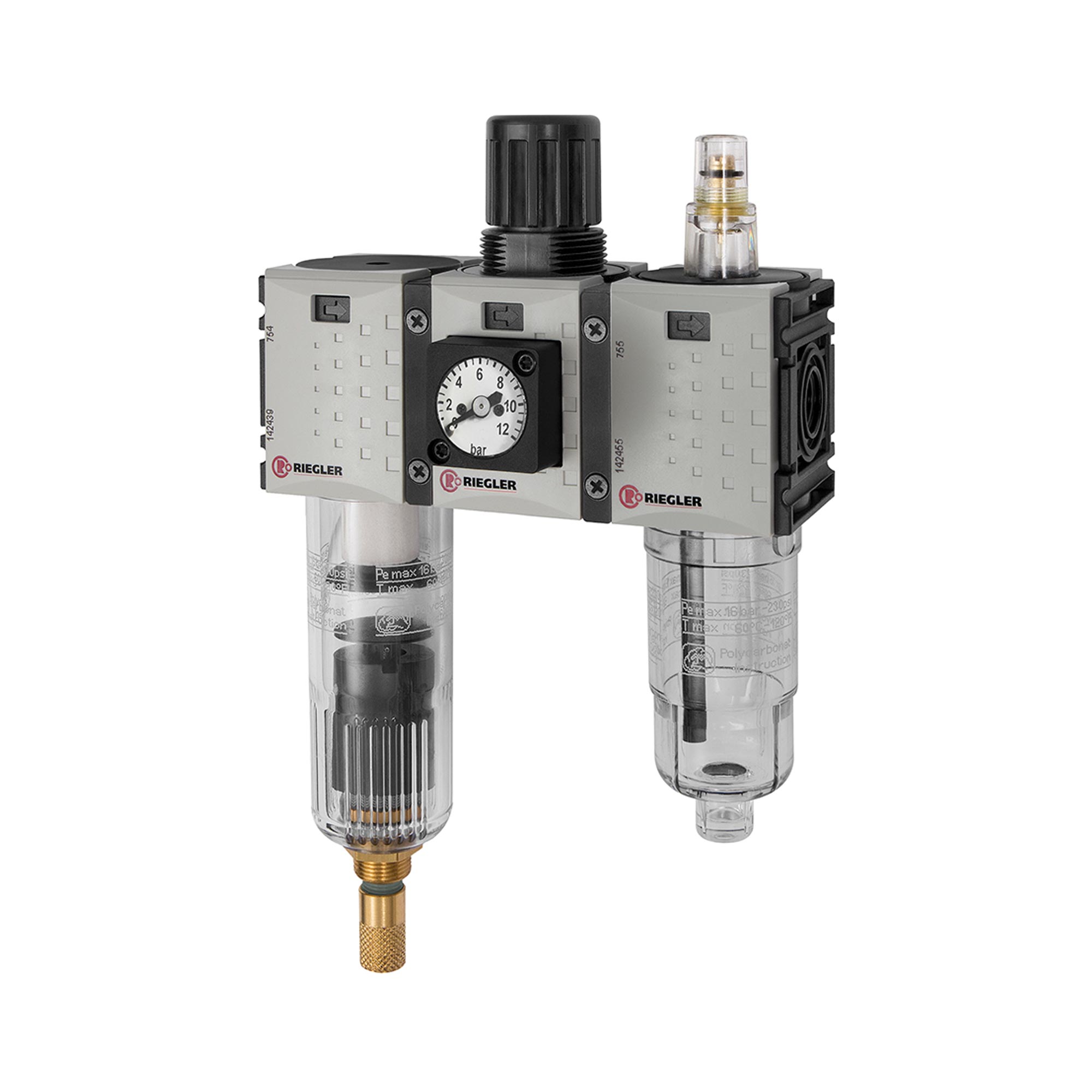 WE 3-tlg. »FUTURA-mini«, PC-Behälter, Kompaktmano, G1/4, 0,5-8, VA-NC - erhältlich bei ❣ HUG Technik ✓