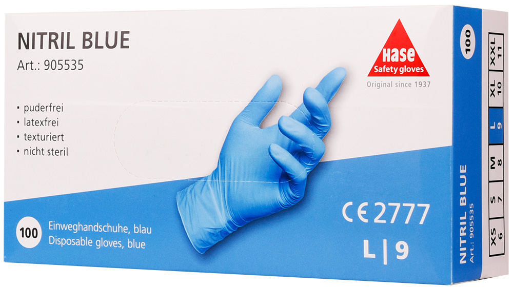 Einweghandschuh Nitril, textur, 0,11 mm, 100 St. »Nitril Blue« blau.