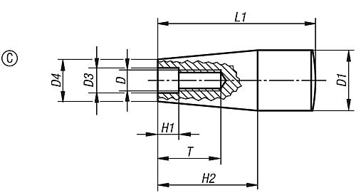 Konusgriff Gr.1 D=17, Form: C Duroplast, schwarz, M06 - K0172.106 - bei HUG Technik ♡