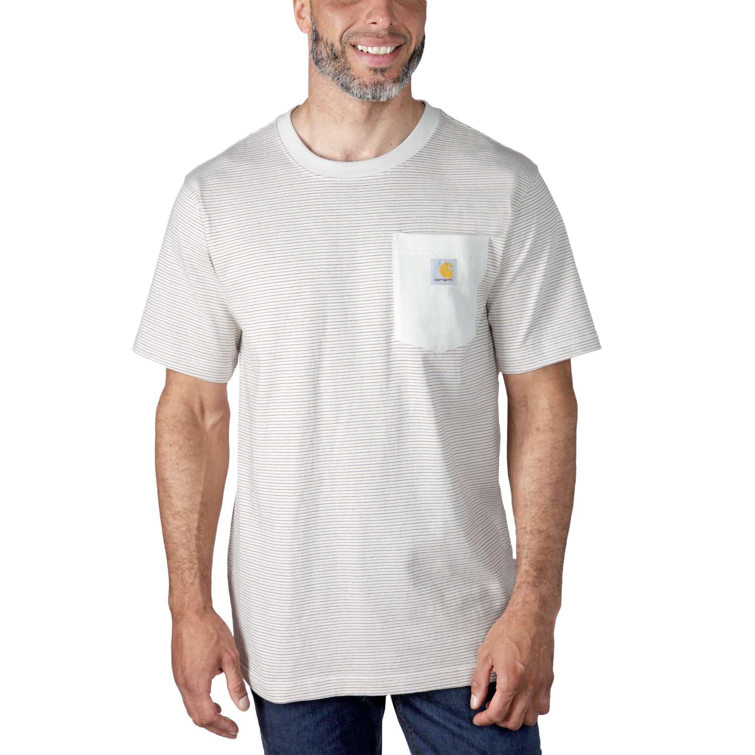 carhartt® Herren-T-Shirt »RELAXED S/S POCKET STRIPE T-SHIRT« - Gr. L, malt/apple butter stripe - erhältlich bei ✭ HUG Technik ✓