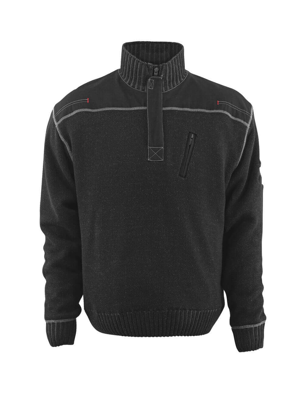 MASCOT® FRONTLINE Strickpullover mit kurzem Reißverschluss »Naxos« Gr. 2XL, schwarz - bei HUG Technik ♡