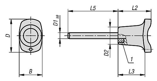 Steckbolzen mit Pilzgriff, mit magnetischer Axialsicherung Gr.2, D1=6 L=15, Edelstahl, Komp: Thermoplast - K1216.3306015 - erhältlich bei ✭ HUG Technik ✓