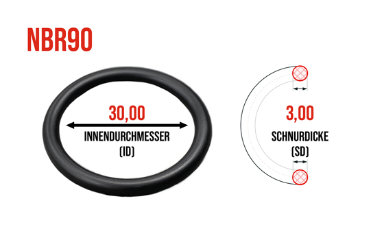 Präzisions O-Ring 30,00 x 3,00 mm NBR90 - direkt von HUG Technik ✓