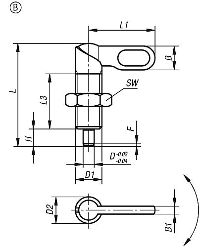 Sperrriegel M10, Form: B Edelstahl, D=4 - K0637.1050410 - direkt bei HUG Technik ✓