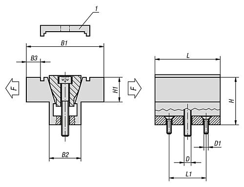 Keilspanner mit Bearbeitungs-Zugabe M04 Aluminium, Komp: Einsatzstahl - K0038.04 - direkt von HUG Technik ✓