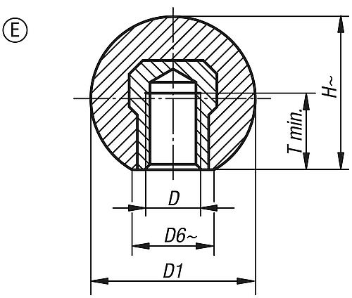 Kugelknopf M05 D1=20, Form: E Thermoplast, Komp: Stahl - K0158.22005 - direkt bei HUG Technik ✓