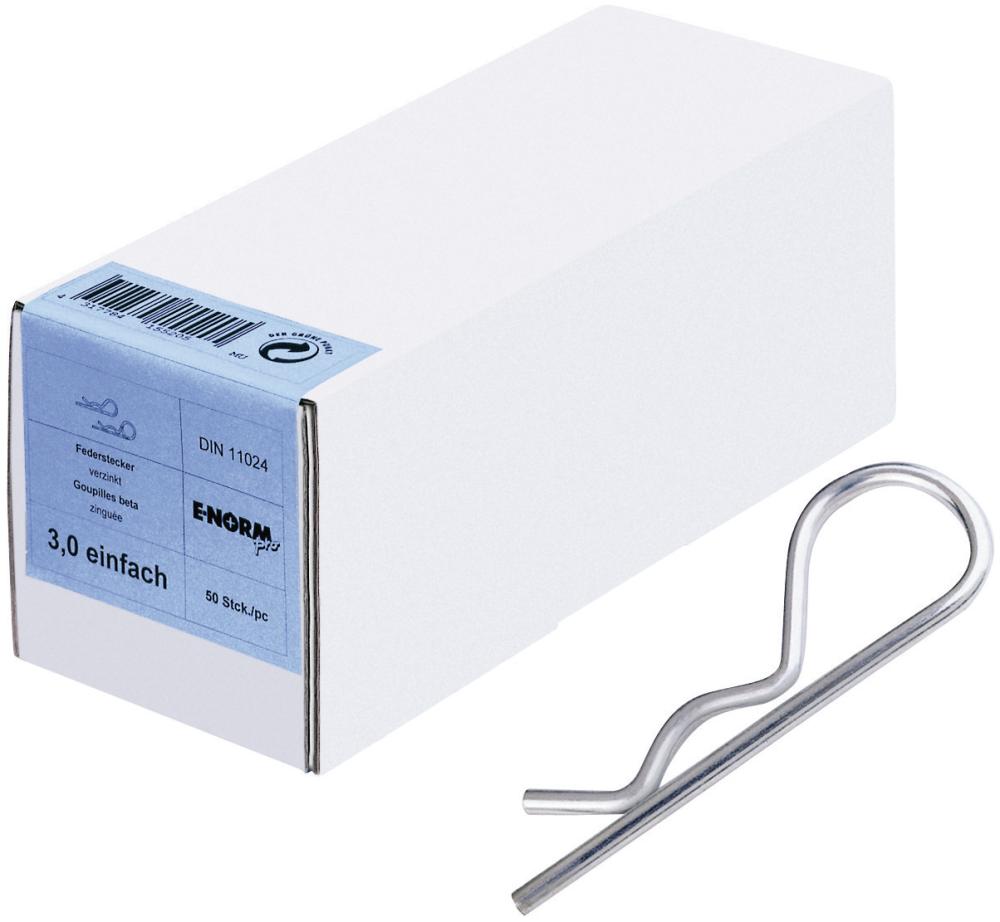E-NORMpro Federstecker 3,2mm einfach, nach Werksnorm, galvanisch verzinkt, Packung mit 50 Stück - bei HUG Technik ✭