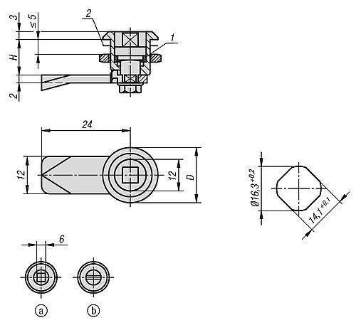 Drehriegel, Edelstahl 1.4401 - K1360 - bekommst Du bei HUG Technik ♡