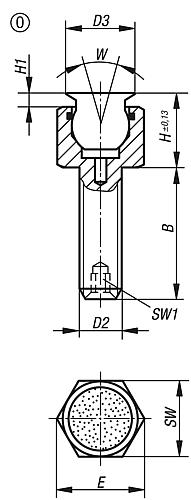 Pendelauflage mit O-Ring M06X12, Form:O Vergütungsstahl, verstellbar, Komp:Diamant, SW=10 - K0288.506X012 - kommt direkt von HUG Technik 😊