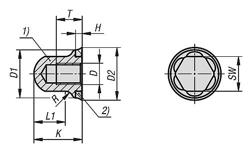 Hutmutter Hygienic Design, mit Dichtung, D=M04, SW=7, Edelstahl 1.4404 poliert - K1648.1104 - bei HUG Technik ✭