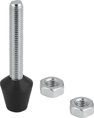 Produktbild Andruckspindel mit Druckstück, M10, L=85, Stahl, Komp: Neopren - K1443.100851 - gibt’s bei ☆ HUG Technik ✓