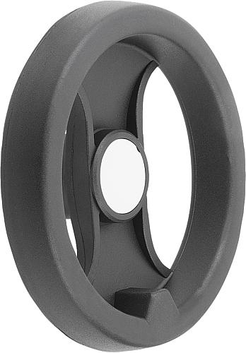 2-Speichen-Handrad mit Nut D1=129 Polyamid, ohne Griff, D=14 - K0725.1130X14 - direkt bei HUG Technik ✓