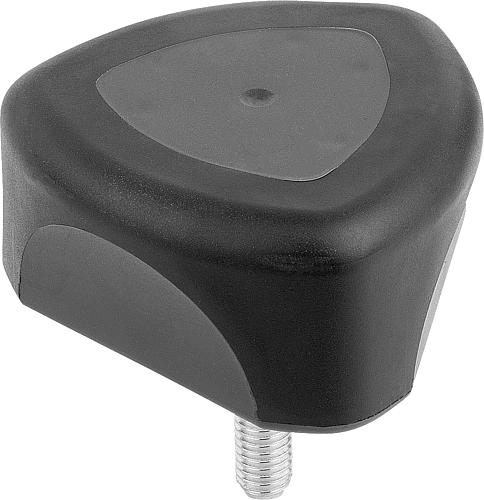 Dreisterngriff ergonomisch M10x20 D1=53,8 H=41, Form: L Kunststoff, schwarz RAL7021, 2-Komponenten - K0980.5010x20 - bei HUG Technik ✭