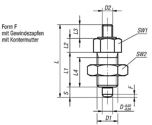 Arretierbolzen Gr.0 M08x1, Form: F Edelstahl, gehärtet, D=4 - K0341.02004 - kommt direkt von HUG Technik 😊