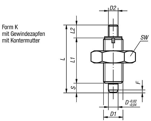 Arretierbolzen Gr.0 M08x1, Form: K Edelstahl, gehärtet, D=4 - K0345.02004 - gibt’s bei ☆ HUG Technik ✓