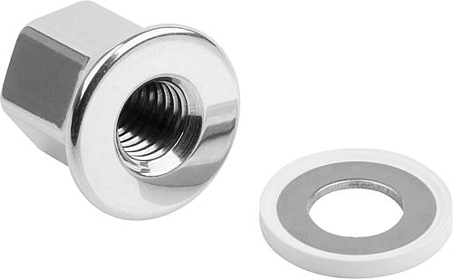 Hutmutter mit Dicht- und Unterlagscheibe, D=M04, SW=7, Edelstahl 1.4404 poliert, Hygienic Usit®, Komp: 70 EPDM 253815 - K1594.042 - kommt direkt von HUG Technik 😊