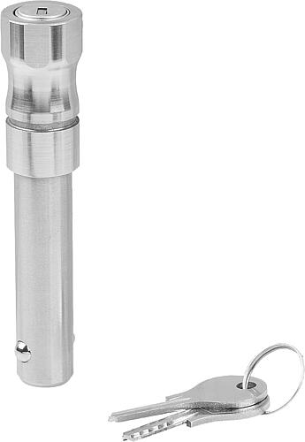 Kugelsperrbolzen abschließbar, Form:A mit Griffmulde, D1=8, L=20, Edelstahl 1.4305 - K1803.002208020