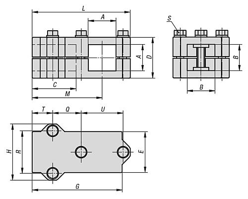 Rohrverbinder T-Stück Aluminium, Komp:Stahl, A=30,3, B=30,3 - K0476.523030 - gibt’s bei ☆ HUG Technik ✓