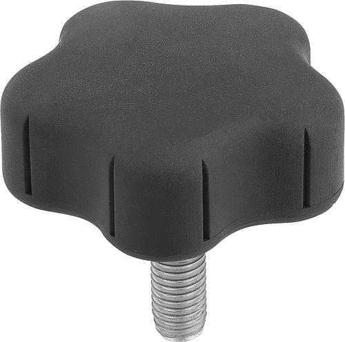 Fünfsterngriff M06x15, Form: L Thermoplast, Komp: Stahl, D3=40 - K0279.4006X15 - bei HUG Technik ✭