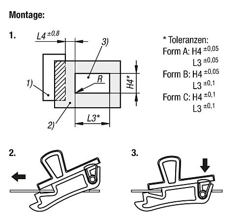 Schnappverschluss einrastbar, Form: A Klein, H=11,6, B=6, L=15,9, S=0,6, PC/ABS schwarz, Komp: Edelstahl - K1652.211060 - bei HUG Technik ♡