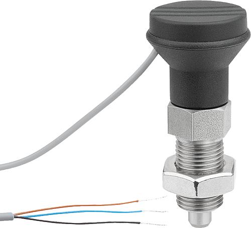 Arretierbolzen m.Zustandssensor,kabelgeb, PNP Schließer, Gr.1, M10X1, D=5, Form:B - K1744.021051