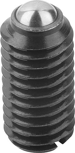 Produktbild Federndes Druckstück verstärkte Federkraft M03 L=7 Stahl, Komp: Kugel aus Stahl - K0309.203 - bei HUG Technik ✭