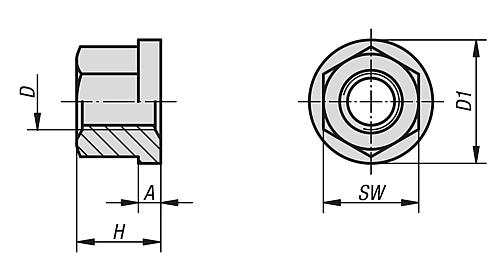 Sechskantmutter 1,5D hoch M05 Vergütungsstahl, DIN6331, SW=9 - K0701.05 - gibt’s bei ☆ HUG Technik ✓