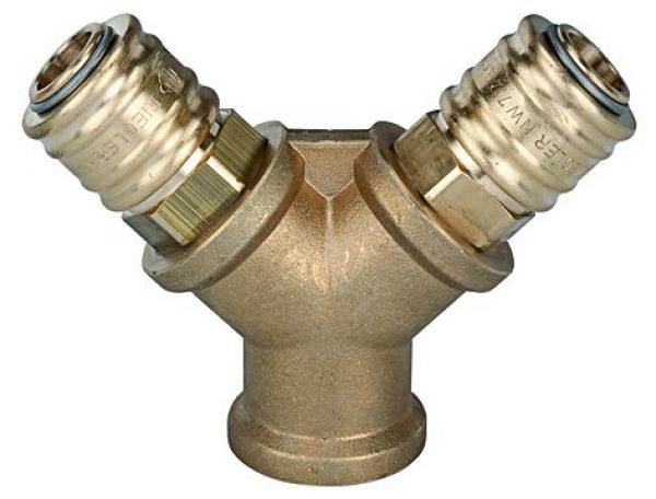 Verteiler, 2 Schnellverschlusskupplungen NW 7,2, Anschluss G 1/2 IG, Verteiler G1/2 IG, Kupplung G1/2 AG, Messing - bekommst Du bei ★ HUG Technik ✓