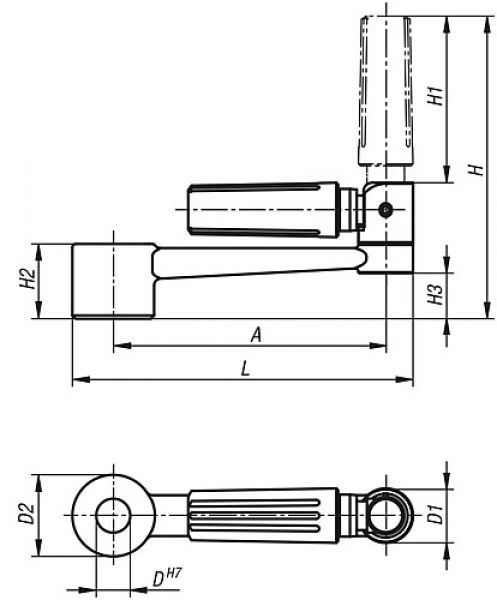 Handkurbel mit Griff Gr.1 A=80 L=100 Aluminium, umlegbar, D=10 - K0997.1110 - kommt direkt von HUG Technik 😊