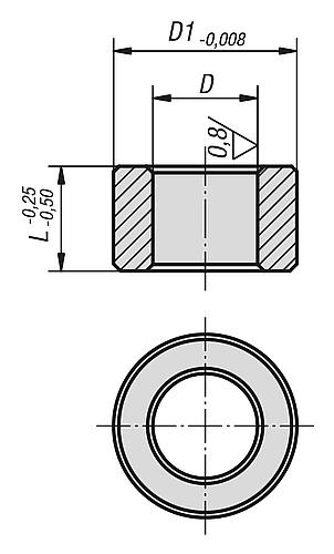 Zentrierbuchse Güte I, D=13, T=+0,005 bis +0,018, L=13, Wälzlagerstahl gehärtet und brüniert - K0936.113013 - direkt von HUG Technik ✓
