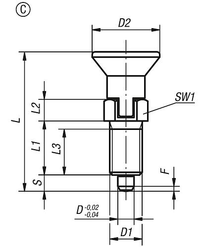 Arretierbolzen Gr.0 M08X1, D=4, Form: C mit Rastnut ohne Kontermutter, Edelstahl gehärtet, Komp: Thermoplast - K0338.0300484 - direkt von HUG Technik ✓