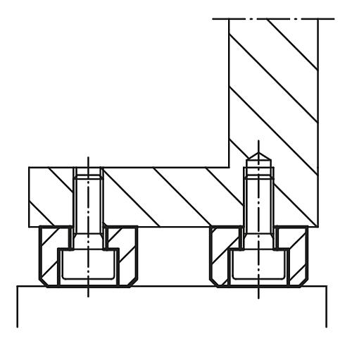 Anwendungsbild Fuß D1=16 Einsatzstahl, brüniert - K0303.05 - gibt’s bei ☆ HUG Technik ✓