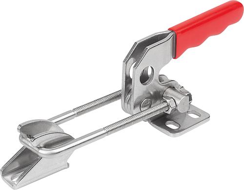 Bügelspanner Horizontal mit Gegenhalter L1=49,8, Edelstahl blank, Komp: Kunststoff Komp: rot - K1260.14000 - bei HUG Technik ✭