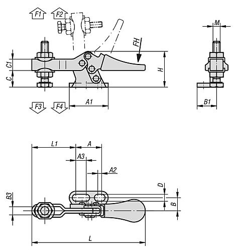 Schnellspanner horizontal Stahl, Komp: Kunststoff, M=M05x20 - K0267.0050 - kommt direkt von HUG Technik 😊