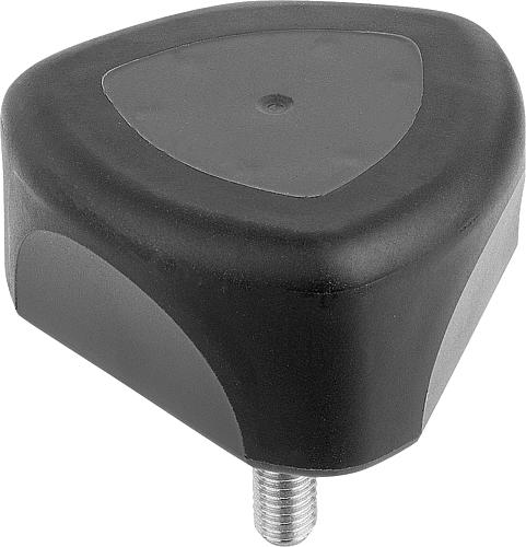 Dreisterngriff ergonomisch M10x20 D1=67,7 H=36, Form: L Kunststoff, schwarz RAL7021, 2-Komponenten - K0980.06310x20 - bekommst Du bei ★ HUG Technik ✓