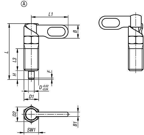 Sperrriegel mit Anschlag M10, Form: A Edelstahl, links, D=4 - K1285.1040410 - bekommst Du bei ★ HUG Technik ✓