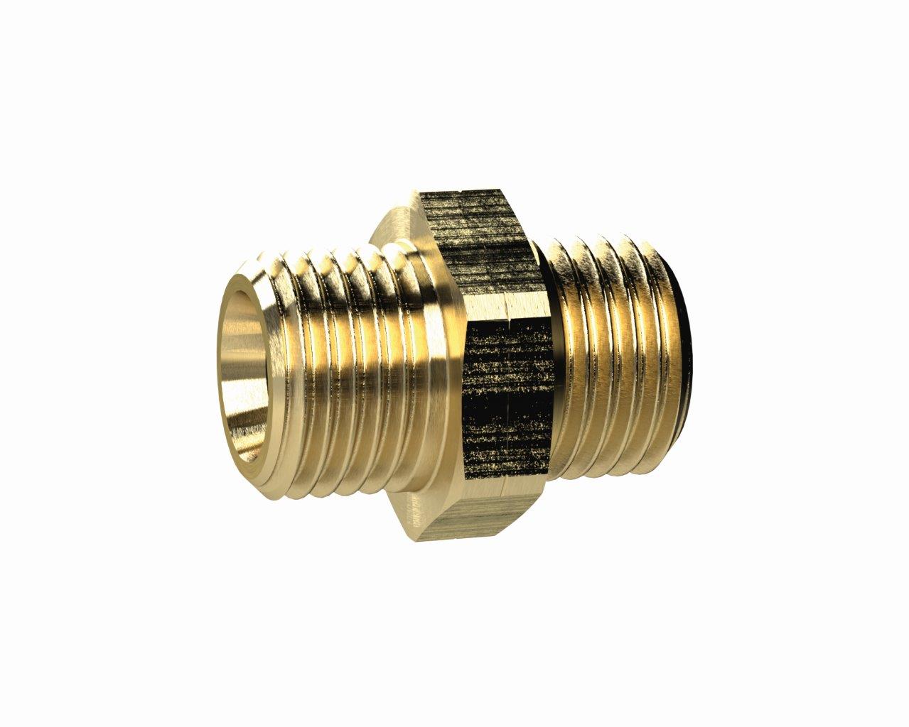 Doppelgewindenippel, G 3/8 a. links, G 3/8 a. links, SW 19, Messing - bei HUG Technik ✓ ✌