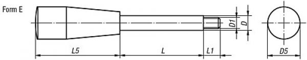 Griffstange D=8, Form: E Edelstahl, Komp: Duroplast, L=35 - K0179.1608X35 - direkt bei HUG Technik ✓