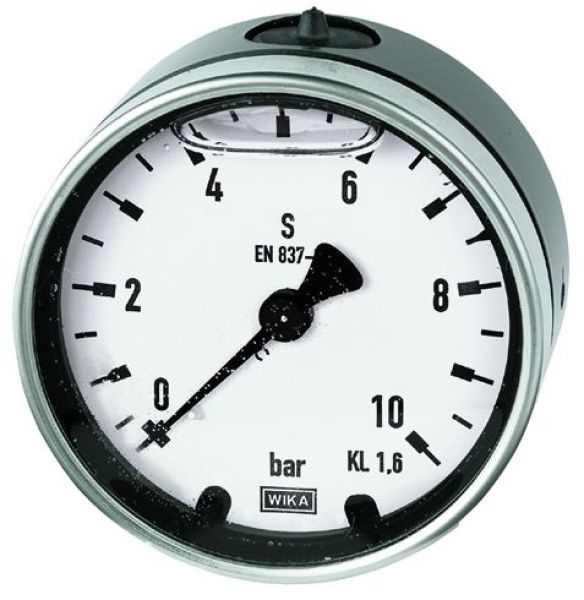 Glyzerinmanometer, Metallgehäuse, G 1/2 hinten exzentrisch -1/0,0 bar, ø 100 mm - bei HUG Technik ✭