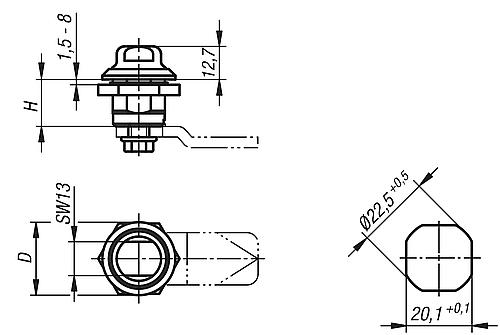 Drehriegel für Hygienebereich, Edelstahl-Silikon - K1354 - erhältlich bei ♡ HUG Technik ✓