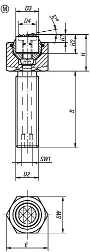 Pendelauflage mit O-Ring M10X15, Form:M Vergütungsstahl, auswechselbare Einsätze, Komp:Werkzeugstahl, SW=17 - K0289.910X015 - gibt’s bei HUG Technik ✓