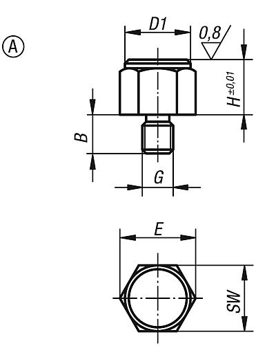 Positionsfuß M08 L1=10, Form:A Autom.Stahl, SW=17 - K0298.1101 - bei HUG Technik ✭