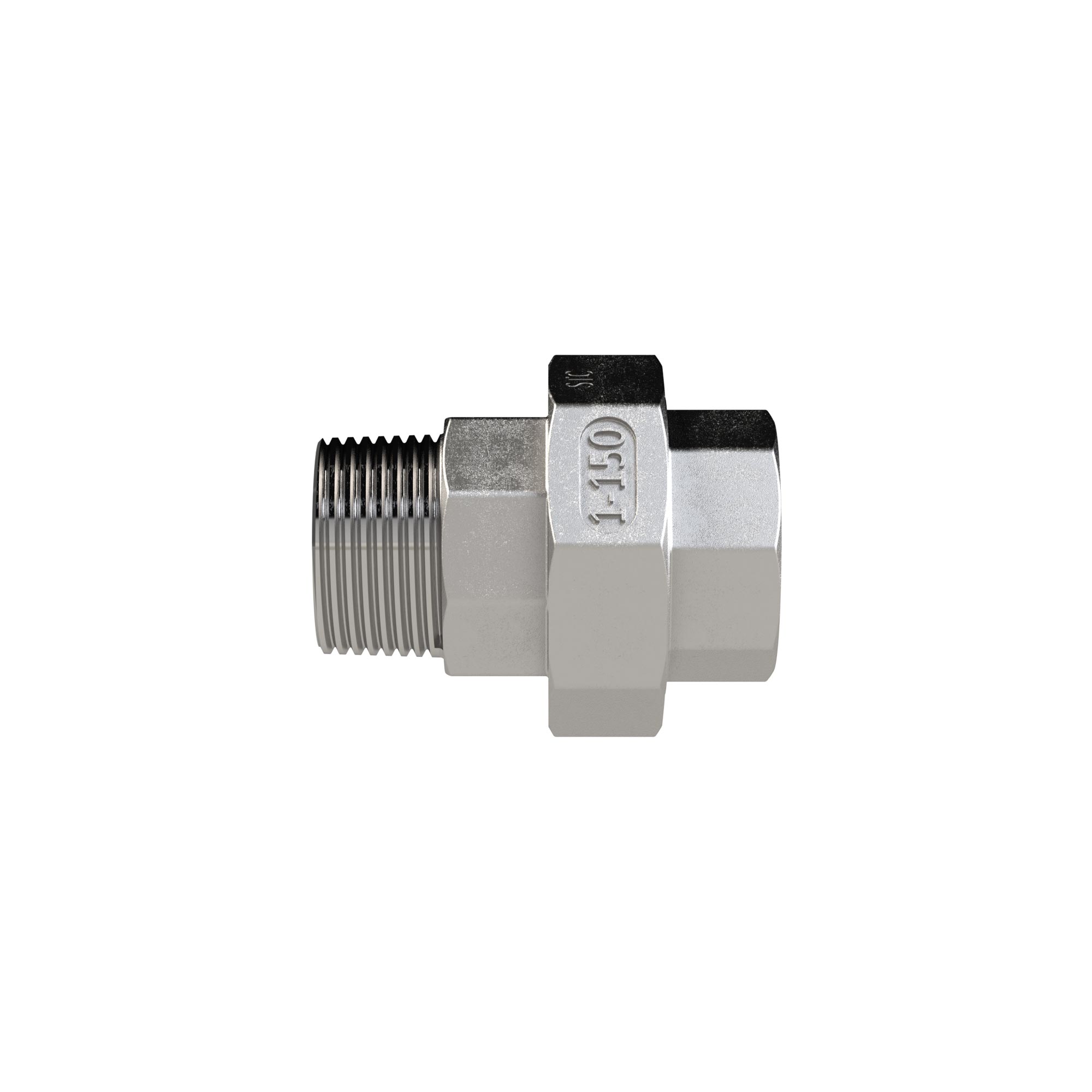 Lösbarer Doppelgewindenippel, flachdichtend, G 3/8, I/A, SW 34, Edelstahl 1.4408 - bei HUG Technik ♡