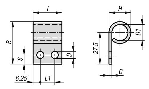 Schließbleche für Riegel mit Rückstellfeder L=25, B=37, Aluminium farblos - K1692.2537 - erhältlich bei ♡ HUG Technik ✓