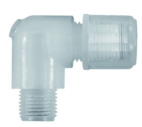 Winkel-Einschraubverschraubung, G 1/2 AG, Schlauch 4/6, Perfluoralkoxy (PFA) - bei HUG Technik ✓
