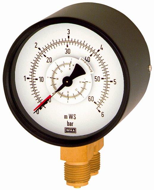Differenzdruckmanometer, 2x G 1/2 unten, parallel, 0 - 1,0 bar, ø 100 mm - direkt von HUG Technik ✓
